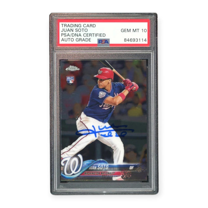 Juan Soto On Card Autographed 2018 Topps Chrome Update Rookie PSA 10 Auto Grade