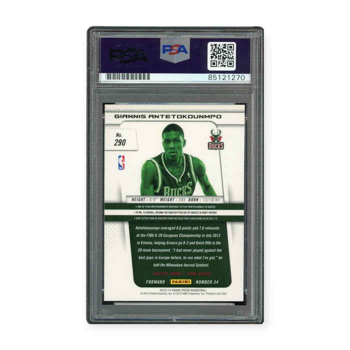 Giannis Antetokounmpo On Card Autographed 2013 Panini Prizm Rookie RC PSA 10 Auto Grade Gem Mint