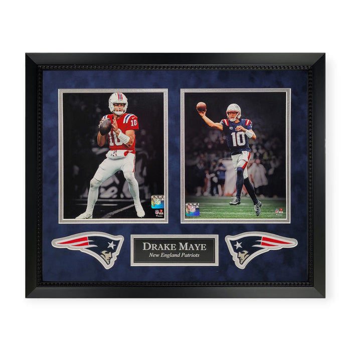 Drake Maye New England Patriots Unsigned Collage Framed to 16x20