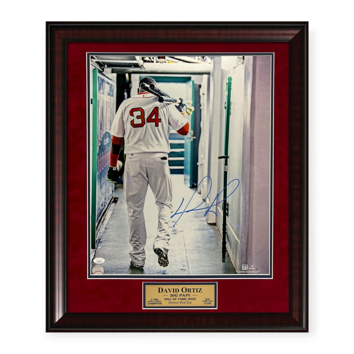 David Ortiz Boston Red Sox Autographed 16x20 Photo Framed to 23x27 JSA
