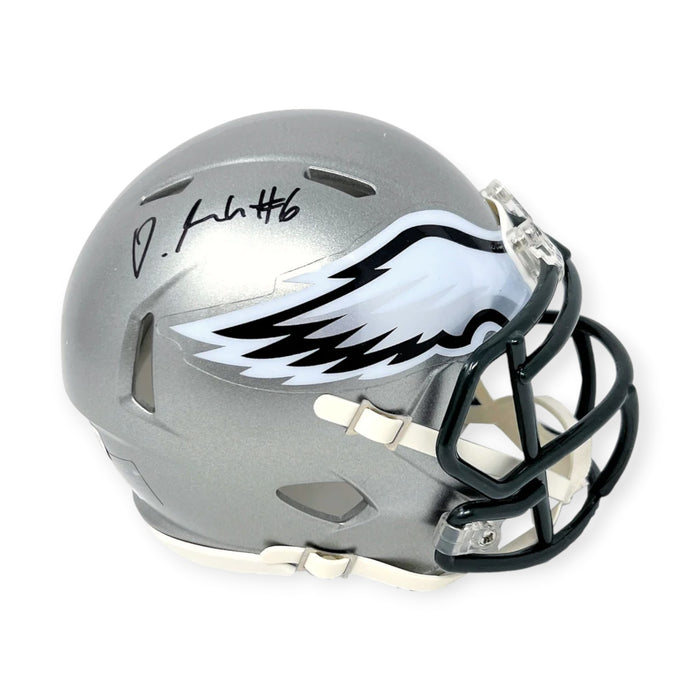 DeVonta Smith Philadelphia Eagles Autographed Riddell Flash Mini Helmet Beckett