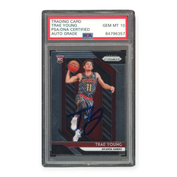 Trae Young On Card Autographed 2018 Panini Prizm RC Rookie PSA 10 Auto Grade