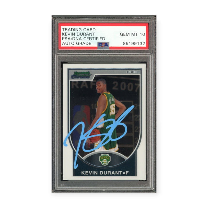 Kevin Durant On Card Autographed 2007-08 Bowman Draft RC Rookie PSA 10 Auto Grade Gem Mint