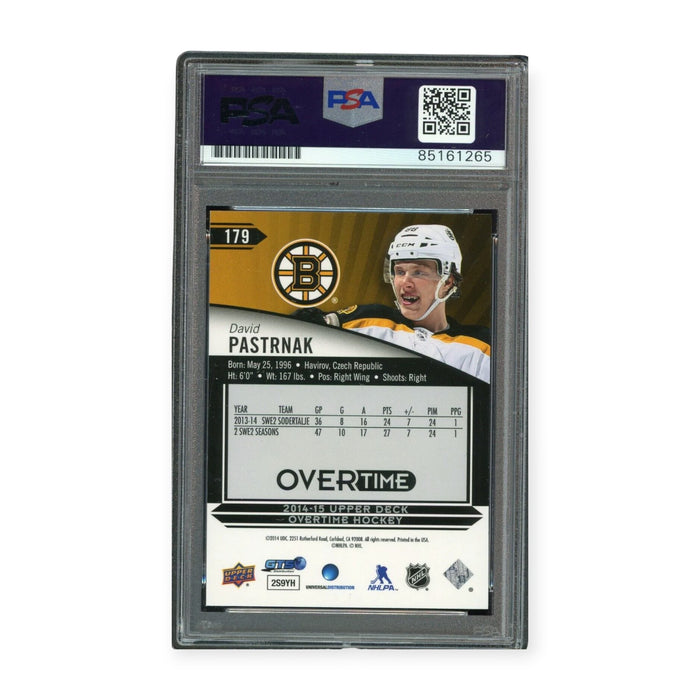 David Pastrnak 2014-15 Upper Deck Overtime RC Rookie PSA 10 Auto Grade Gem Mint