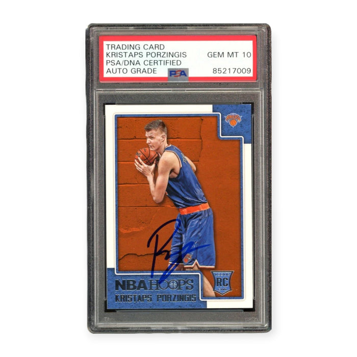 Kristaps Porzingis On Card Autographed 2015 Panini Hoops RC Rookie PSA 10 Auto Gem Mint