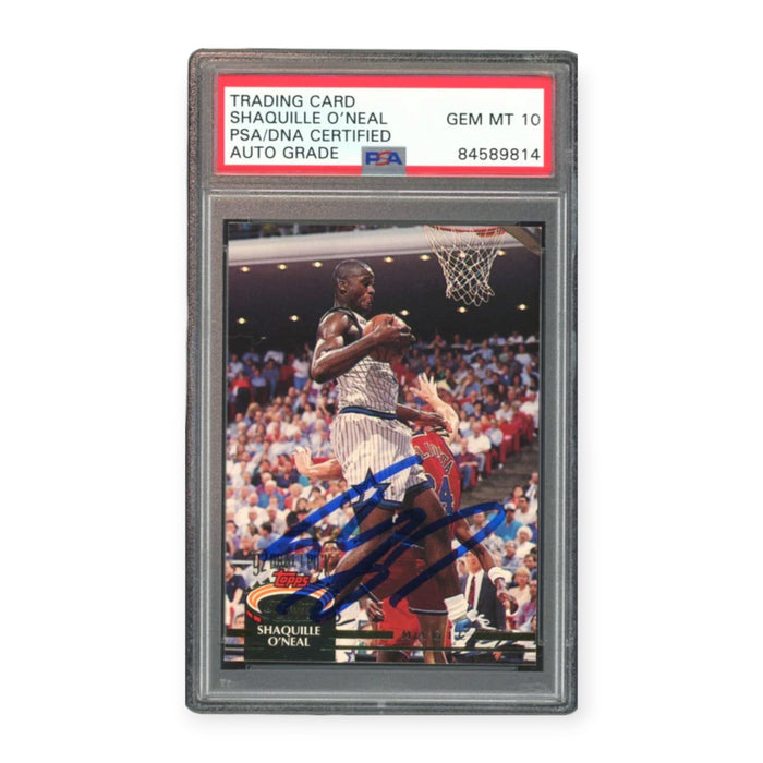 Shaquille O'Neal On Card Autographed 1992 Topps Stadium Club RC Rookie PSA 10 Auto Grade