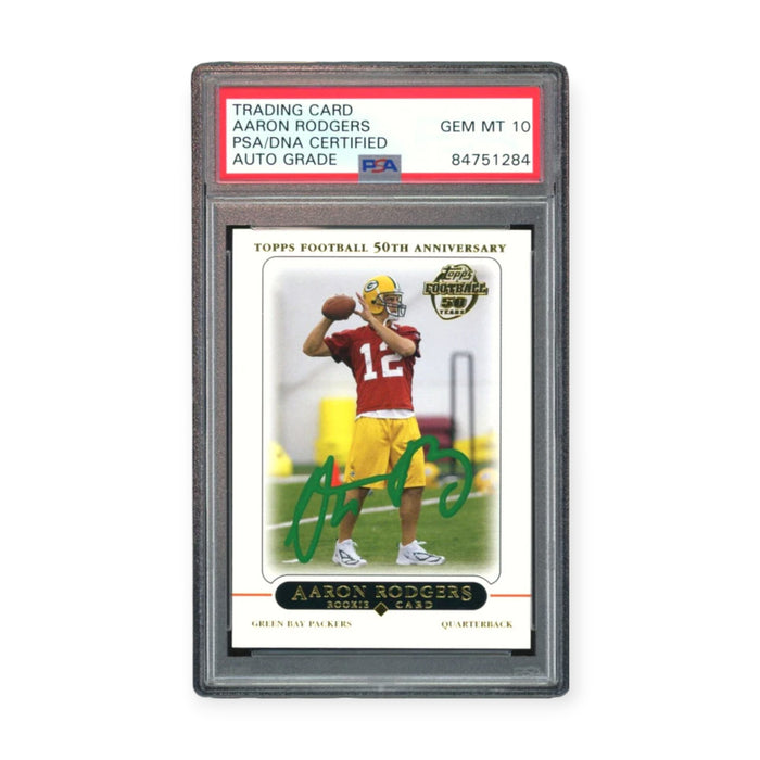 Aaron Rodgers On Card Autographed 2005 Topps Rookie Rc PSA 10 Auto Grade Gem Mint