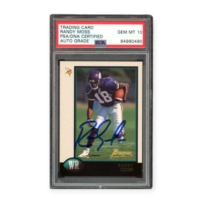 Randy Moss On Card Autographed 1998 Bowman Rookie RC PSA 10 Auto Grade Gem Mint