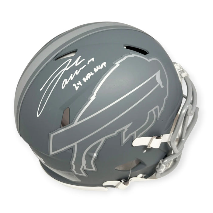 Josh Allen Buffalo Bills Autographed Authentic Slate Helmet w/ 2024 NFL MVP Inscription Beckett