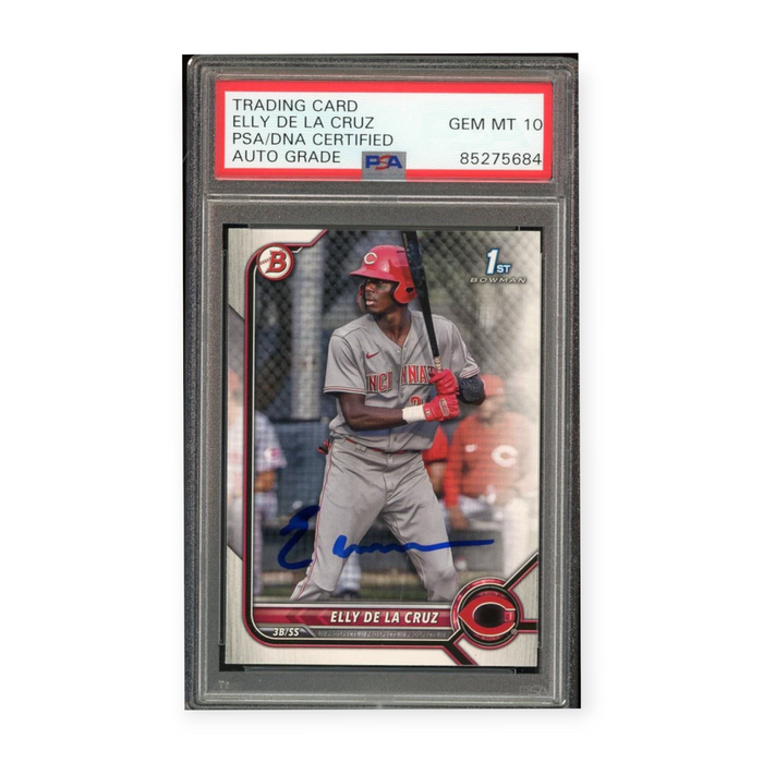 Elly De LA Cruz On Card Autographed 2022 Bowman Prospects #BP-50 RC Rookie PSA 10 Auto Grade