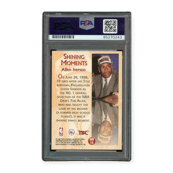 Allen Iverson On Card Autographed 1996 Topps Stadium Club Rookie Card RC PSA 10 Auto Grade