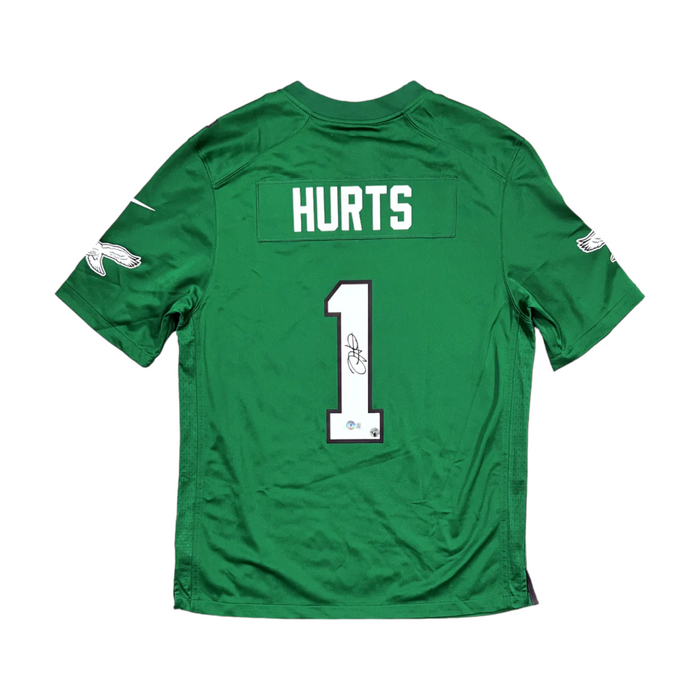 Jalen Hurts Philadelphia Eagles Autographed Kelly Green Nike Game Jersey BAS