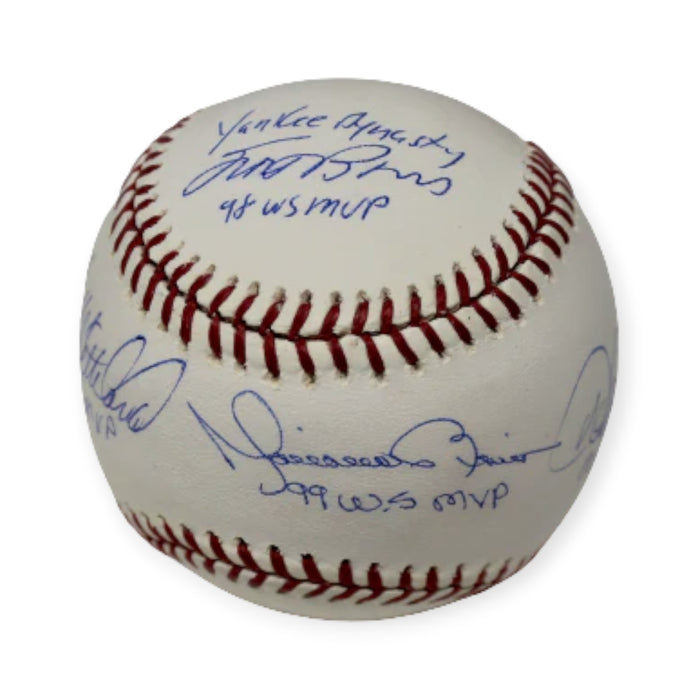 Derek Jeter, Mariano Rivera, John Wetteland & Scott Brosius New York Yankees Autographed WS MVP Baseball MLB/Steiner