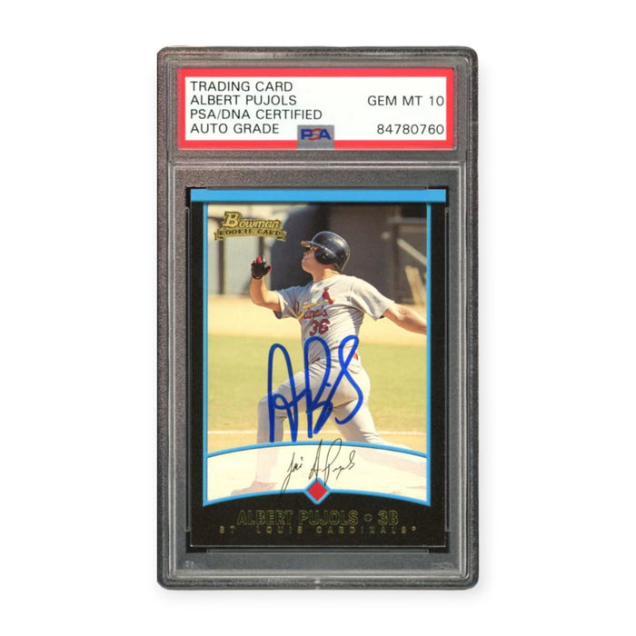 Albert Pujols On Card Autographed 2001 Bowman Rookie Rc PSA 10 Auto Grade Gem Mint