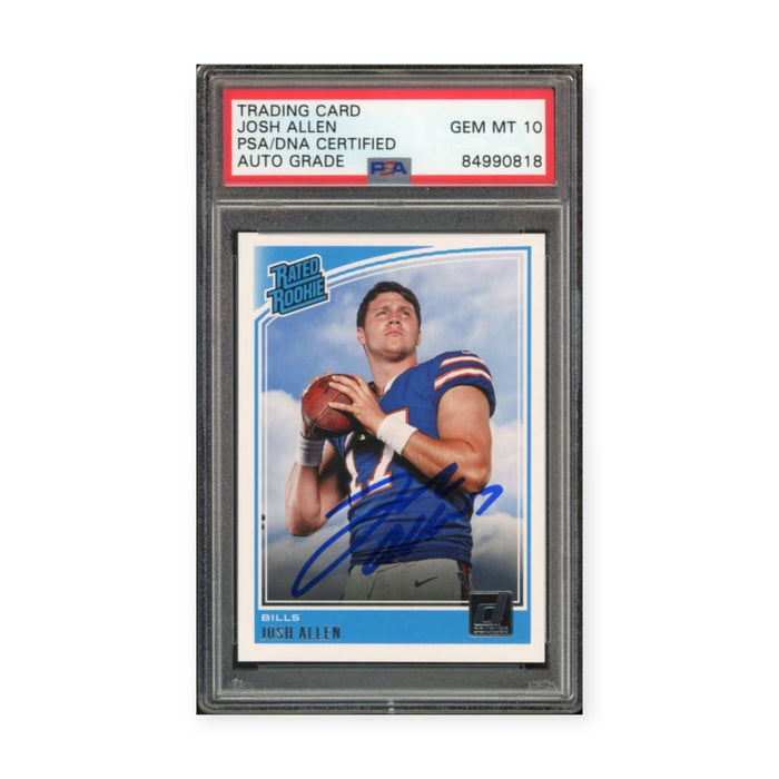 Josh Allen On Card Autographed 2018 Panini Donruss RC Rookie PSA 10 Gem Mint Auto