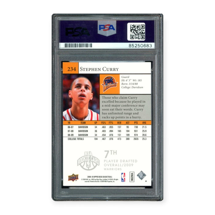 Stephen Curry On Card Autographed 2009 Upper Deck #234 Rookie PSA 10 Auto Grade