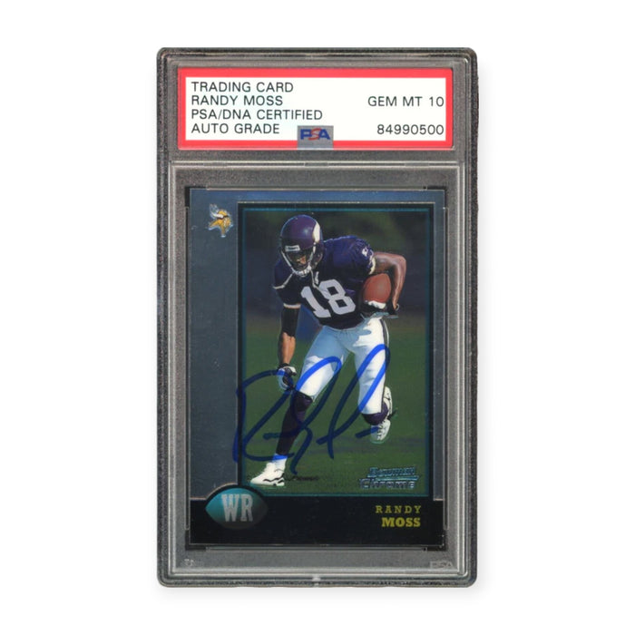 Randy Moss On Card Autographed 1998 Bowman Chrome Rookie RC PSA 10 Auto Grade Gem Mint