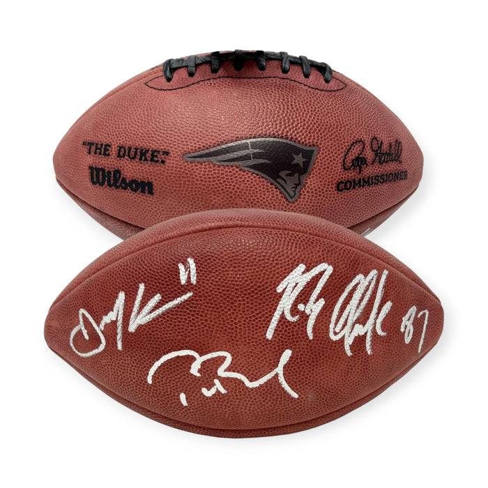 Tom Brady, Rob Gronkowski & Julian Edelman New England Patriots Autographed Metallic Official NFL Duke Football Fanatics