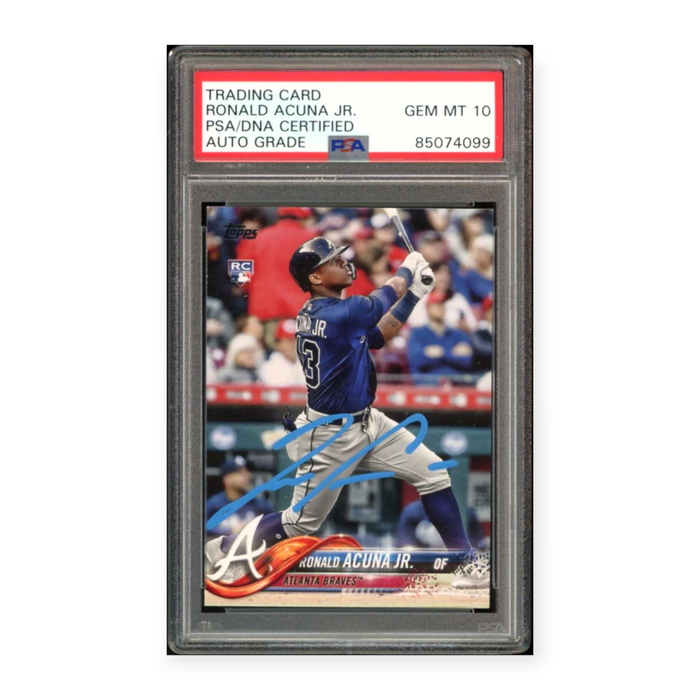 Ronald Acuna Jr. On Card Autographed 2018 Topps Update Rookie PSA 10 Auto Grade