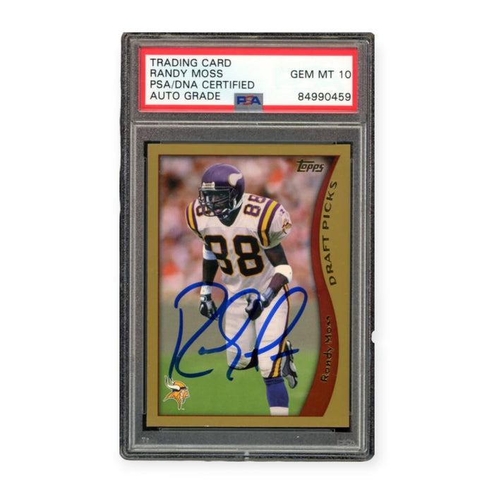 Randy Moss On Card Autographed 1998 Topps Rookie RC PSA 10 Auto Grade Gem Mint