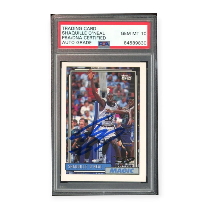 Shaquille O'Neal On Card Autographed 1992 Topps RC Rookie PSA 10 Auto Grade