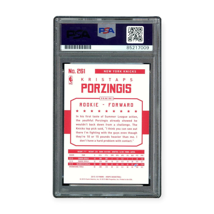 Kristaps Porzingis On Card Autographed 2015 Panini Hoops RC Rookie PSA 10 Auto Gem Mint