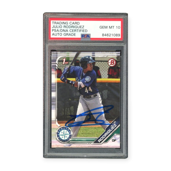 Julio Rodriguez On Card Autographed 2019 Topps Bowman RC Rookie PSA 10 Auto Grade Gem Mint