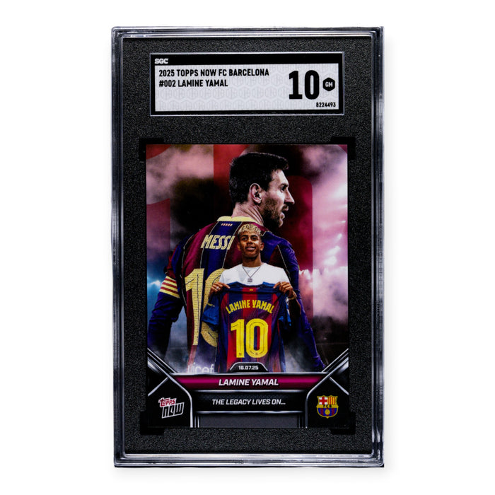 Lamine Yamal 2025 Topps Now w/ Lionel Messi FC Barcelona SGC 10 Gem MT