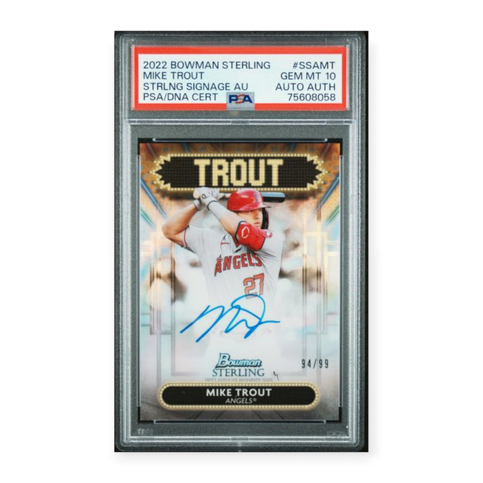 Mike Trout 2022 Bowman Sterling Signage Autographs AU #94/99 #SSAMT PSA 10 Gem MT