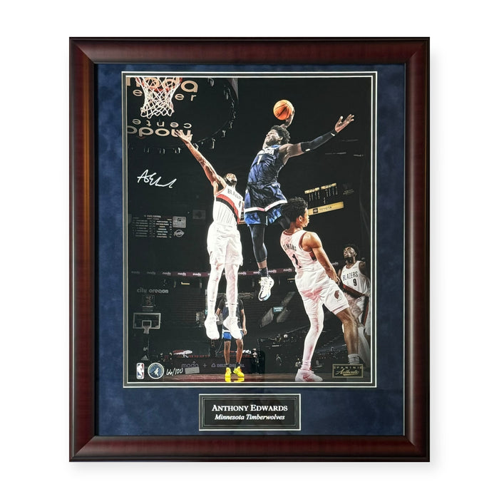 Anthony Edwards Minnesota Timberwolves Autographed 16x20 Framed To 23x27 LE /100 Panini