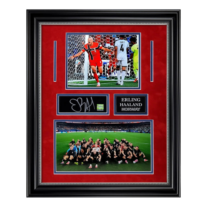 Erling Haaland Norway Autographed Cut Framed To 18x22 Icons