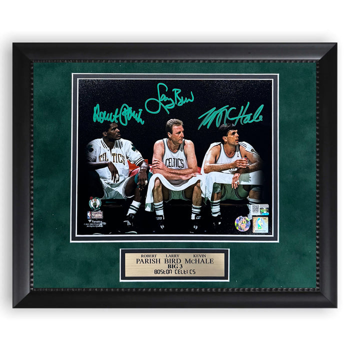 Larry Bird, Robert Parish & Kevin Mchale Celtics Autographed 8x10 Photo Framed to 11x14 NEP