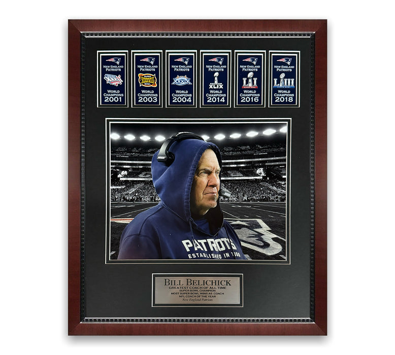 Bill Belichick New England Patriots Unsigned Photo Collage Framed to 16x20