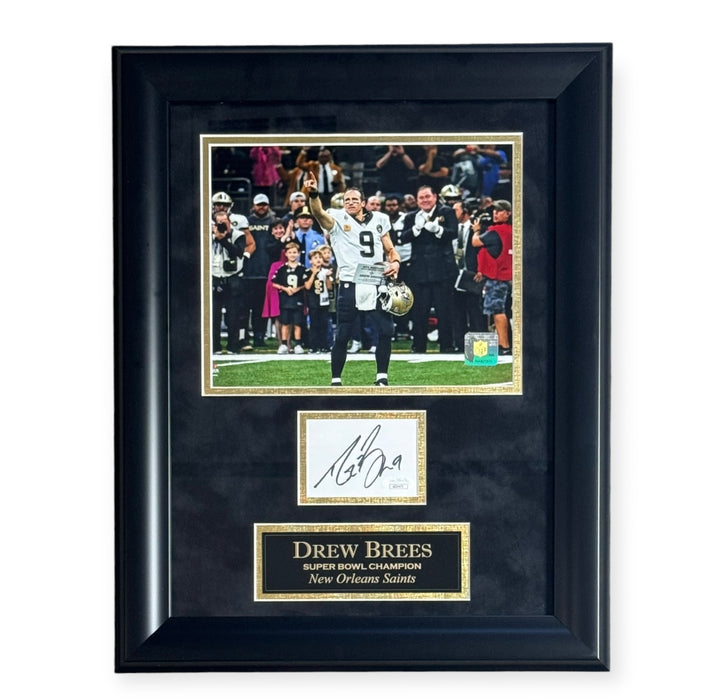 Drew Brees New Orleans Saints Autographed Cut Framed JSA