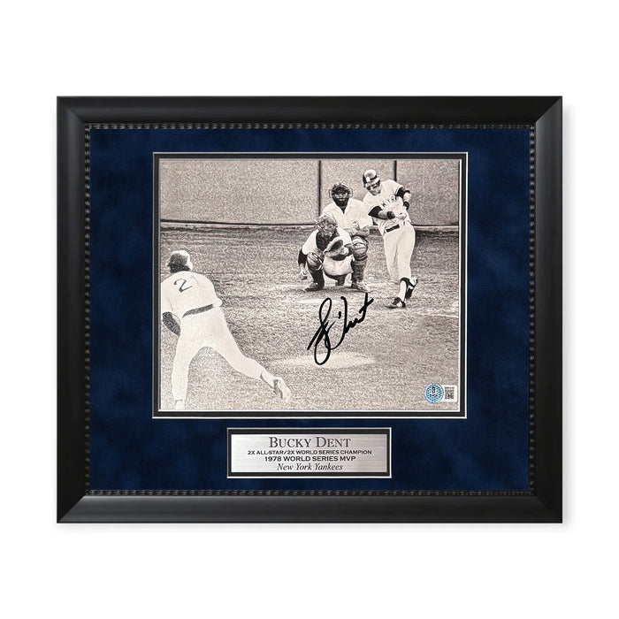 Bucky Dent New York Yankees Autographed 8x10 Photo Framed To 11x14 Beckett