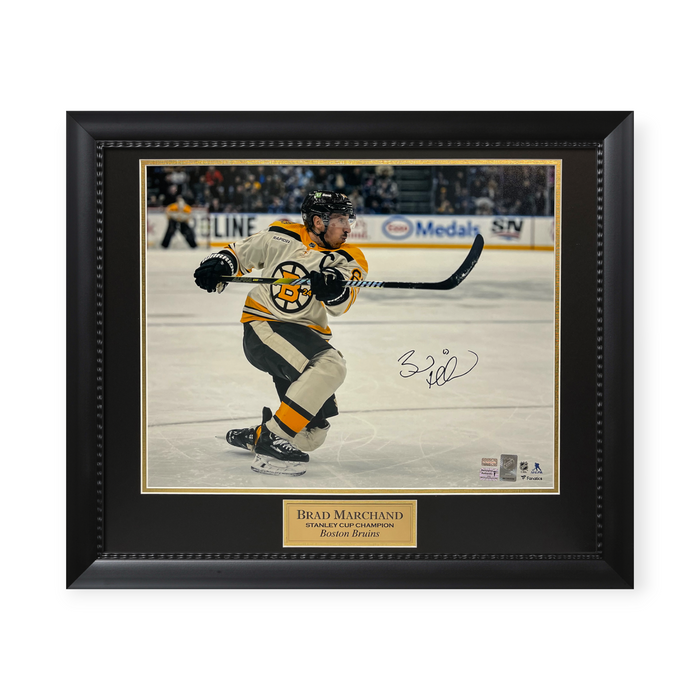 Brad Marchand Boston Bruins Autographed 16x20 Photo Framed to 23x27 NEP