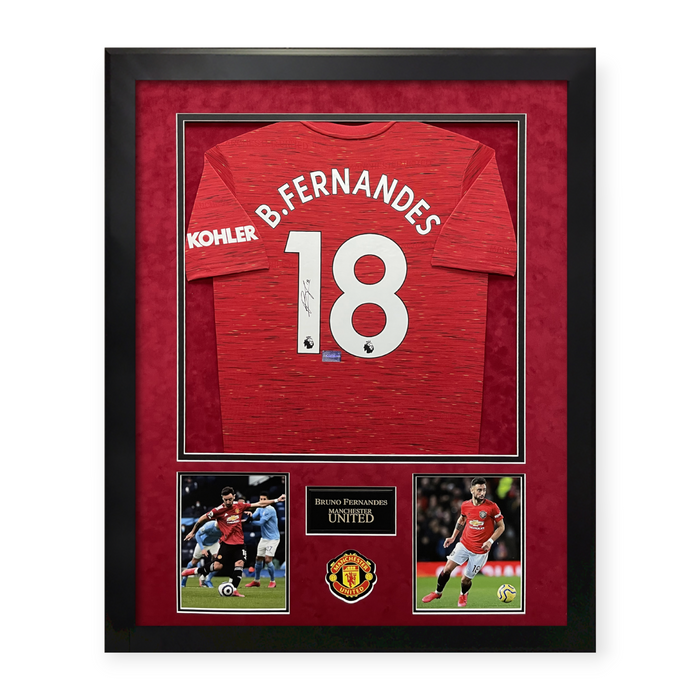 Bruno Fernandes Manchester United Autographed Jersey Framed to 32x40 Icons