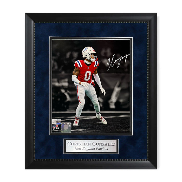 Christian Gonzalez New England Patriots Autographed 8x10 Photo Framed to 11x14 NEP