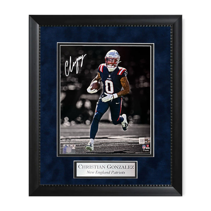 Christian Gonzalez New England Patriots Autographed 8x10 Photo Framed to 11x14 NEP