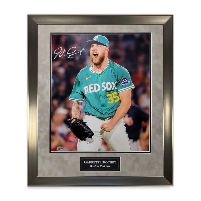 Garrett Crochet Boston Red Sox Autographed 16x20 Photo Framed to 23x27 NEP