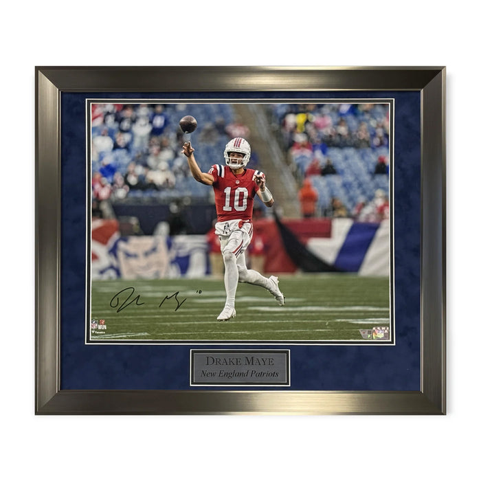 Drake Maye New England Patriots Autographed 16x20 Photo Framed to 23x27 Fanatics