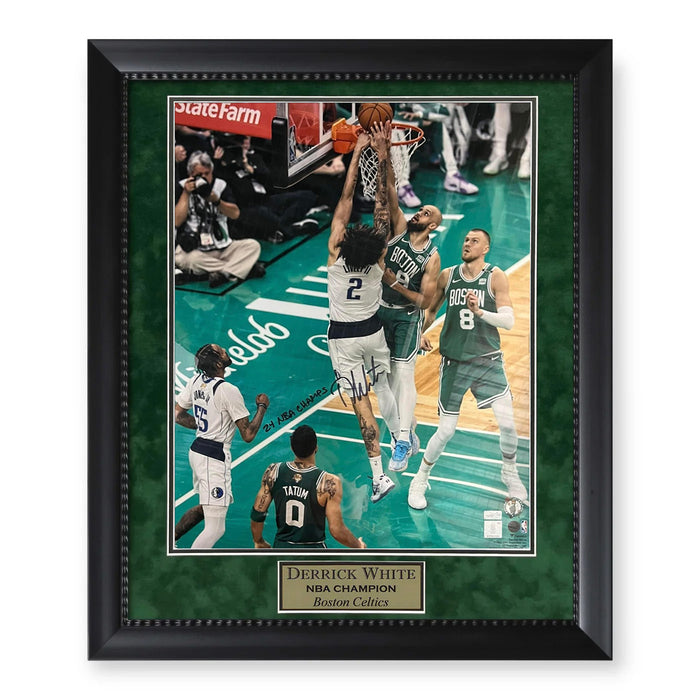 Derrick White Boston Celtics Autographed 16x20 Photo w/ Inscription Framed To 23x27 NEP