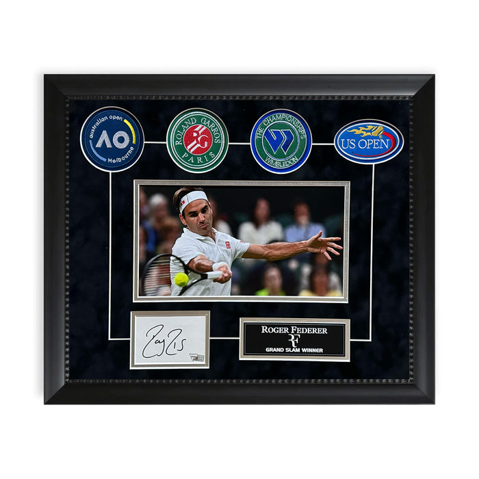 Roger Federer Autographed Cut Collage Framed to 16x20 Fanatics