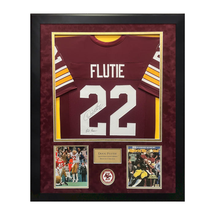 Doug Flutie Boston College Autographed Jersey w/ Inscription Framed To 32x40 JSA