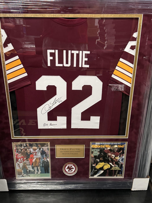 Doug Flutie Boston College Autographed Jersey w/ Inscription Framed To 32x40 JSA