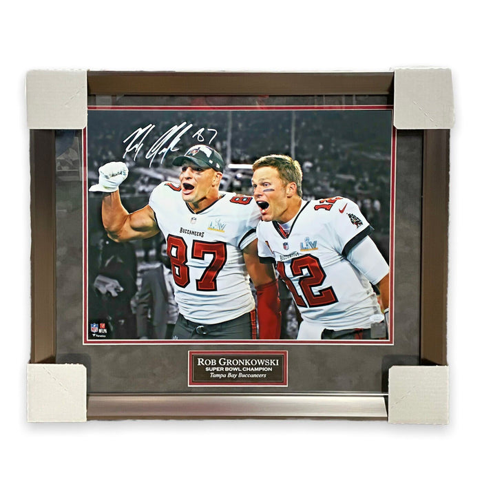 Rob Gronkowski Buccaneers Autographed 16x20 Photo Framed to 23x27 JSA