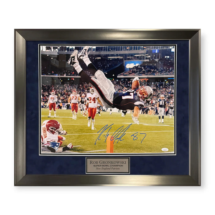 Rob Gronkowski Patriots Autographed 16x20 Photo Framed to 23x27 JSA