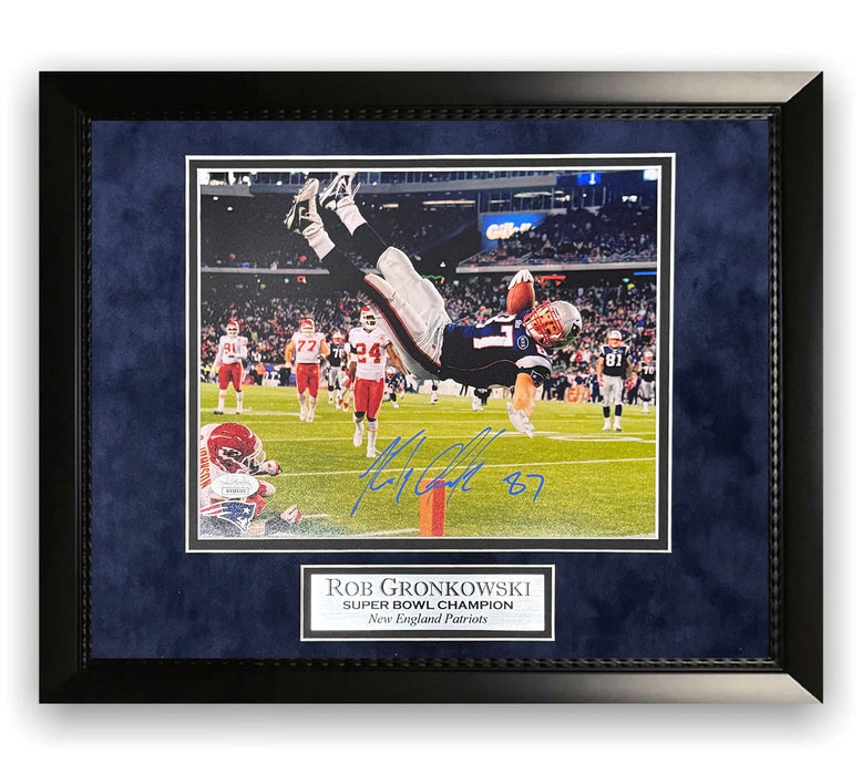 Rob Gronkowski Patriots Autographed 8x10 Photo Framed to 11x14 JSA
