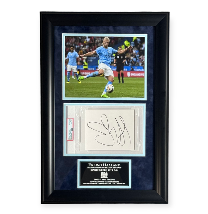 Erling Haaland Manchester City F.C. Autographed PSA Slabbed Cut Framed