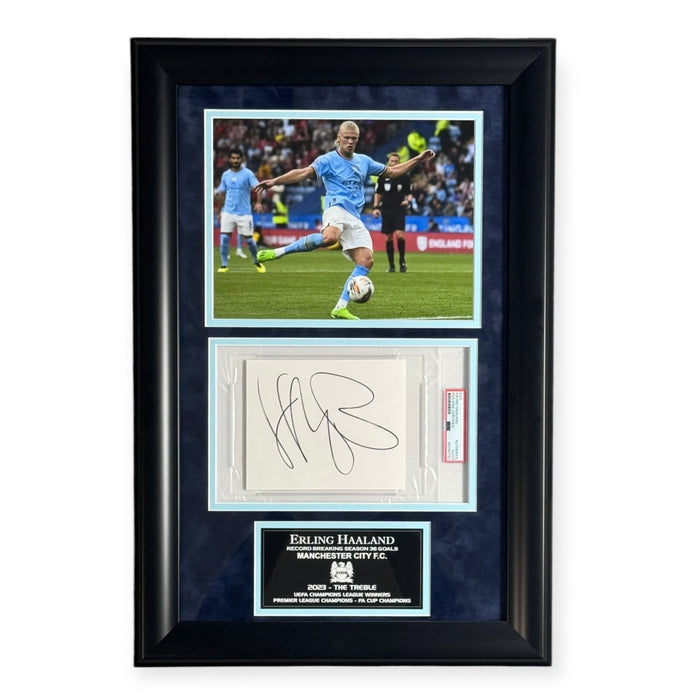 Erling Haaland Manchester City F.C. Autographed PSA Slabbed Cut Framed